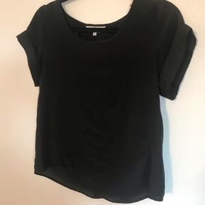 Black satin fabric top